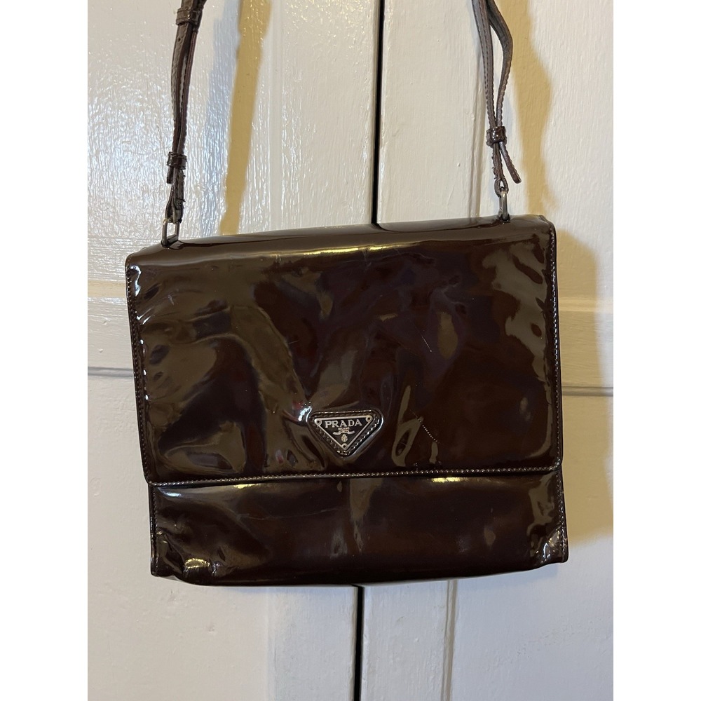 Prada‎ Crossbody Bag Patent Leather Brown